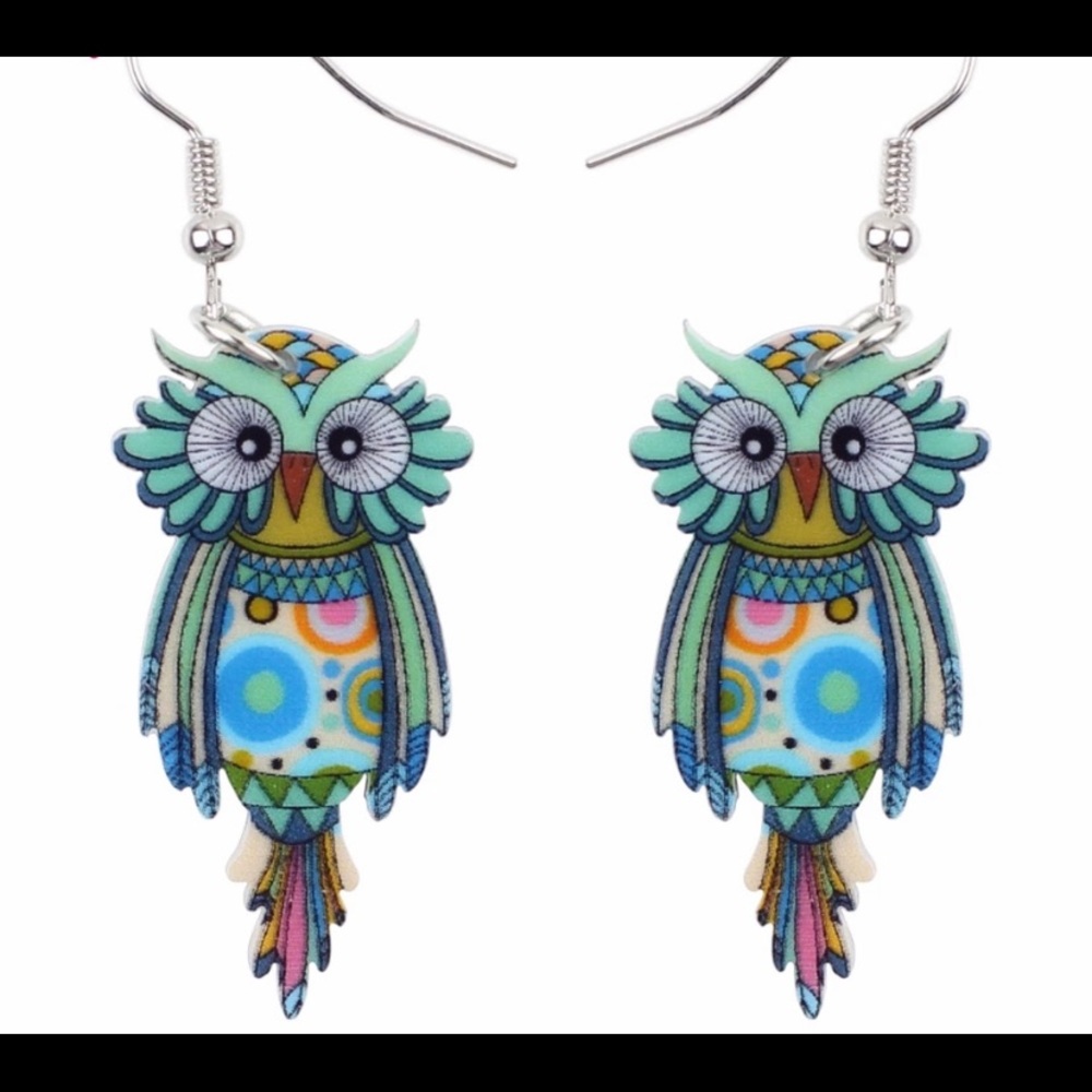 💗🛍SALE New acrylic owl dangle drop earrings